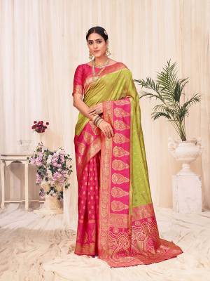 Look Attrective This Wedding Partywear Saree Are Fine Saree Paired With Blouse.This Saree And Blouse Are Banarasi Silk Based Fabric With Weaving Designer Work. Buy This Pretty Saree Now.