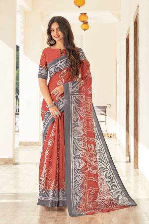 Attrective This Traditional Saree Are Fine Saree Paired With Blouse.This Saree And Blouse Are Cotton Based Fabric With Heavy Designer Printed. Buy This Pretty Saree Now.