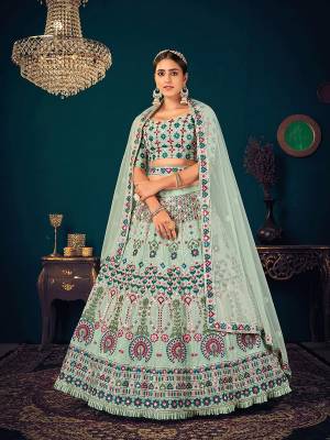 Looking This Wedding Partywear Heavy Designer Lahenga Choli In Georgette And Dupatta Net In Fabricated Beautified With Attrective Multy Thread,Sequance With Gota Patti  Embroidery Work With Belt.Buy Now. 