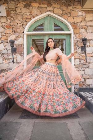 Stylist This Partywear Heavy Designer Lahenga Choli In Benglori Lahenga Are Chandei And Dupatta Net In Fabricated Beautified With Attrective Digital Printed.Buy Now. 