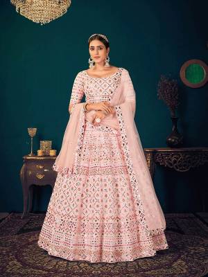 Attrective This Wedding Partywear Heavy Designer Lahenga Choli In Georgette And Dupatta Net In Fabricated Beautified With Attrective Multy Thread, Gota Patti Embroidery With Diamond Work.Buy Now. 