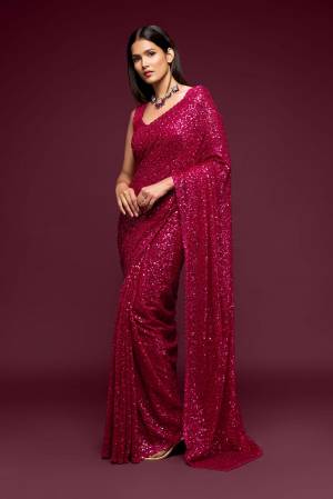 Partywear This Pretty Elegant Looking Designer Saree In Fine Color Paired With Blouse. This Saree And Blouse Are Georgette Based Beautified With Heavy Designer Sequance Embroidery Work With Blouse Work. Buy Now.