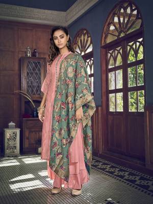 Attrective This Designer Long Length Suit In Lovely Color.Its Pretty Heavy Designer Embroidery Work Top Is Tusser Silk Based Paired With Silk Bottom And Cotton Jacquard Fabricated Dupatta Which Gives An Attractive To The Suit.