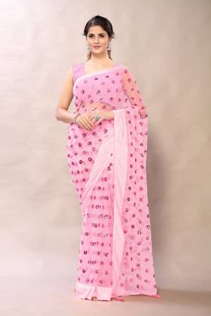 Looking This Partywear Saree Are Fine Saree Paired With Blouse.This Saree And Blouse Are Net Fabric With Heavy Designer Embroidery With Stone Work. Buy This Pretty Saree Now.