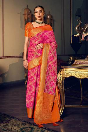 Looking Traditional This Saree Are Fine Color Paired With Blouse.This Saree And Blouse Are Patola Silk Based Fabric With Wevon Designer Work. Buy This Pretty Saree Now.