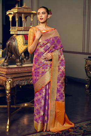 Looking Traditional This Saree Are Fine Color Paired With Blouse.This Saree And Blouse Are Patola Silk Based Fabric With Wevon Designer Work. Buy This Pretty Saree Now.