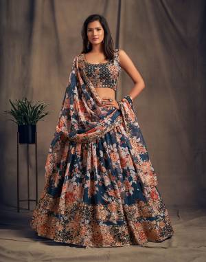 Garb This Designer Lehenga Choli In Fine Color Fabricated On Organza Beautified Fabric Lahenga Choli With Designer Printed With Sequance,Jari Embroidery Work.Buy Now. 