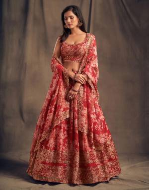 Garb This Designer Lehenga Choli In Fine Color Fabricated On Organza Beautified Fabric Lahenga Choli With Designer Printed With Sequance,Jari Embroidery Work.Buy Now. 