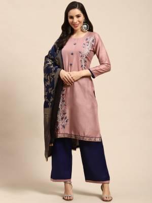 Stylist This Designer Suits In Lovely Color.?Its Pretty Designer Embridery Work Top Is Jam Cotton Based Paired Bottom Cotton With Banarasi Jacquard Fabricated Dupatta Which Gives An Attractive To The Dress.