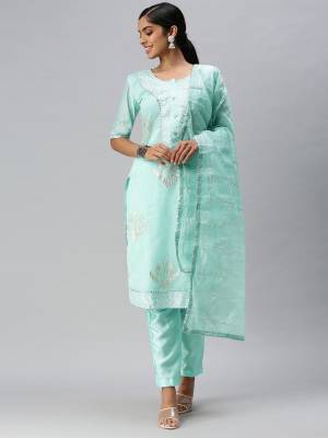 Stylist This Designer Suits In Lovely Color.?Its Pretty Designer Embridery Work Top Is Modal Cotton Based Paired Bottom Cotton With Banarasi Jacquard Fabricated Dupatta Which Gives An Attractive To The Dress.