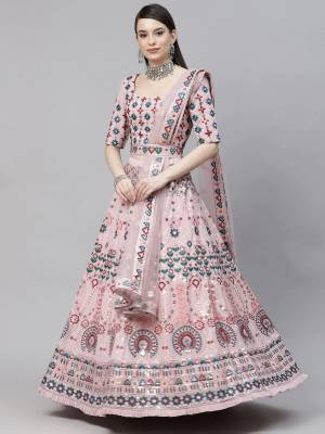 Looking This Wedding Partywear Heavy Designer Lahenga Choli In Georgette And Dupatta Net In Fabricated Beautified With Attrective Multy Thread,Sequance With Gota Patti  Embroidery Work With Belt.Buy Now. 