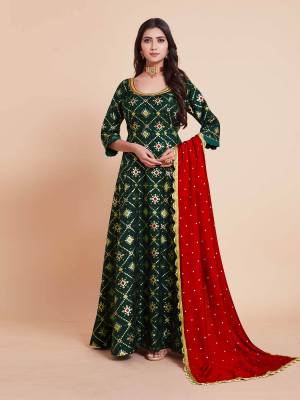 Attrective This Readymade Long Dress In Fine Color Top And Dupatta Are Art Silk Fabricated Beautified With Wevon Designer. It Is Light In Weight And Easy To Carry All Day Long. 