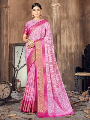 Garb This Pretty Angelic Look Wearing This Wevon Designer Saree In Fine Color Paired With Blouse. This Saree And Blouse Is Cotton Silk Fabricated. Its Pretty Color Pallete Will Give An Attractive Look To Your Personality. 