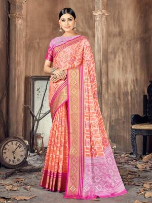 Garb This Pretty Angelic Look Wearing This Wevon Designer Saree In Fine Color Paired With Blouse. This Saree And Blouse Is Cotton Silk Fabricated. Its Pretty Color Pallete Will Give An Attractive Look To Your Personality. 