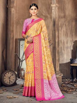 Garb This Pretty Angelic Look Wearing This Wevon Designer Saree In Fine Color Paired With Blouse. This Saree And Blouse Is Cotton Silk Fabricated. Its Pretty Color Pallete Will Give An Attractive Look To Your Personality. 