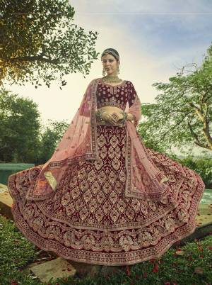 Garb This Heavy Designer Lehenga Choli In Fine Color Fabricated On Velvet Beautified Fabric Lahenga Choli With Designer Heavy Work.Buy Now