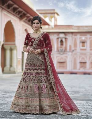 Garb This Bridal Heavy Designer Lehenga Choli In Fine Color Fabricated On Velvet Beautified Fabric Lahenga Choli With Heavy Designer Embroidery With Hand Work.Buy Now. 