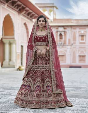 Garb This Bridal Heavy Designer Lehenga Choli In Fine Color Fabricated On Velvet Beautified Fabric Lahenga Choli With Heavy Designer Embroidery With Hand Work.Buy Now. 