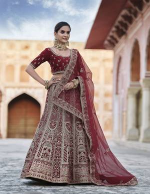 Attrective This Bridal Heavy Designer Lehenga Choli In Fine Color Fabricated On Velvet Beautified Fabric Lahenga Choli With Heavy Designer Embroidery With Hand Work.Buy Now. 