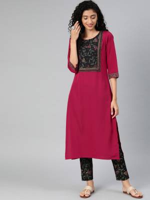 Attrective This Readymade Long Kurti With Pant In Fine Color.Kurti And Pant Are Fabricated On Crepe Beautified With Designer Printed. It Is Light In Weight And Easy To Carry All Day Long. 