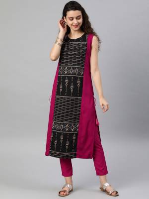 Attrective This Readymade Long Kurti With Pant In Fine Color.Kurti And Pant Are Fabricated On Crepe Beautified With Designer Printed. It Is Light In Weight And Easy To Carry All Day Long. 