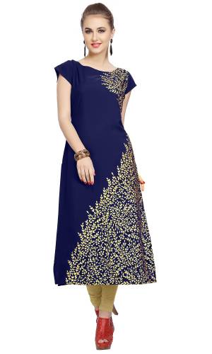 Attrective This Readymade Long Kurti In Fine Color Fabricated On Crepe Beautified With Designer Foil Printed. It Is Light In Weight And Easy To Carry All Day Long. 