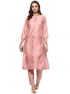 Attrective This Readymade Long Kurti With Bottom In Fine Color Fabricated On Poly Silk Beautified With Designer Foil Printed. It Is Light In Weight And Easy To Carry All Day Long. 