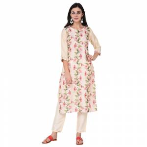 Attrective This Readymade Long Kurti With Bottom In Fine Color Fabricated On Poly Silk Beautified With Designer Digital Printed. It Is Light In Weight And Easy To Carry All Day Long. 