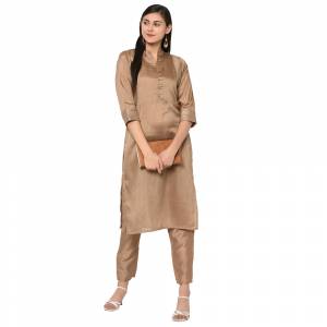 Attrective This Readymade Long Kurti With Bottom In Fine Color Fabricated On Poly Silk Beautified With Designer Copper Printed. It Is Light In Weight And Easy To Carry All Day Long. 