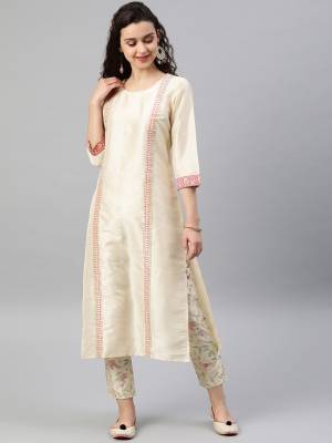 Attrective This Readymade Long Kurti With Bottom In Fine Color Fabricated On Poly Silk Beautified With Designer Foil Printed. It Is Light In Weight And Easy To Carry All Day Long. 