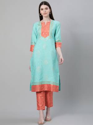 Attrective This Readymade Long Kurti With Bottom In Fine Color Fabricated On Poly Silk Beautified With Designer Foil Printed. It Is Light In Weight And Easy To Carry All Day Long. 