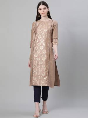 Looking This Readymade Long Kurti With Bottom In Fine Color. Kurti And Pant Are Fabricated On Poly Silk Beautified With Designer Foil Printed. It Is Light In Weight And Easy To Carry All Day Long. 