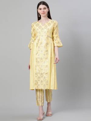 Looking This Readymade Long Kurti With Bottom In Fine Color. Kurti And Pant Are Fabricated On Poly Silk Beautified With Designer Foil Printed. It Is Light In Weight And Easy To Carry All Day Long. 