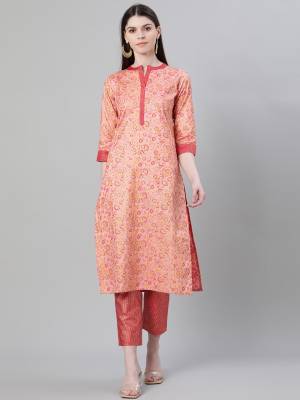 Looking This Readymade Long Kurti With Bottom In Fine Color. Kurti And Pant Are Fabricated On Poly Silk Beautified With Designer Foil Printed. It Is Light In Weight And Easy To Carry All Day Long. 