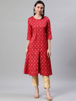 Looking This Readymade Long Kurti With Bottom In Fine Color. Kurti And Pant Are Fabricated On Poly Silk Beautified With Designer Foil Printed. It Is Light In Weight And Easy To Carry All Day Long. 