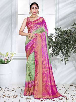 Attrective This Pretty Angelic Partywear Look Wearing This Heavy Designer Weaving Work Saree In Fine Color Paired With Blouse. This Saree And Blouse Is Art Silk Fabricated.Attractive Look To Your Personality. 