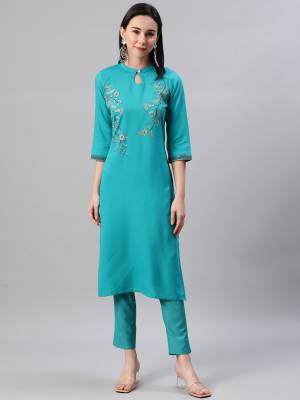 Looking This Readymade Long Kurti With Bottom In Fine Color. This Kurti And Pant Are Fabricated On Rayon Beautified With Designer Foil Printed. It Is Light In Weight And Easy To Carry All Day Long. 