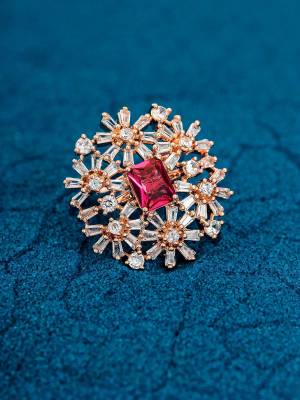 Good Looking To Your Personality By Pairing Up This Beautiful Ring With Your Ethnic Attire. This Pretty Ring Is In Fine Multy Color Beautified With American Diamond With Kundan Work. Buy Now.