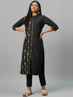 Garb This Readymade Long Kurti In Fine Color. This Kurti Are Fabricated On Poly Silk Beautified With Designer Foil Printed. It Is Light In Weight And Easy To Carry All Day Long. 