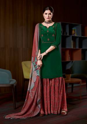 Look Pretty In This Very Beautiful Fancy Straight Suit In Beautifull Color.  Top Is Natural Crepe With Natural Crepe Bottom And Viscose Jacquard With Dupatta.It Is Beautified With Very Pretty Heavy Designer Embroidery Work And Digital Printed.Buy Now Theses Pretty Collection