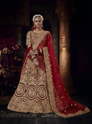 Look Beautifull In This Heavy Designer Semi Stiched Lehenga In Maroon Color. It Is Fabricated On Velvet Blouse And Lehenga WithNet Dupatta. Beautified With All Over Heavy Cording,Sequance Embroidery,Stone Work.