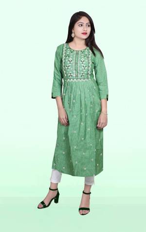 No More Worry For What To Wear At Your Place, Grab This Readymade Kurti Beautified With Designer Embroidery.