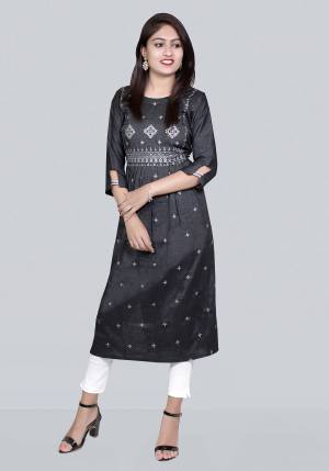 No More Worry For What To Wear At Your Place, Grab This Readymade Kurti Beautified With Designer Embroidery.