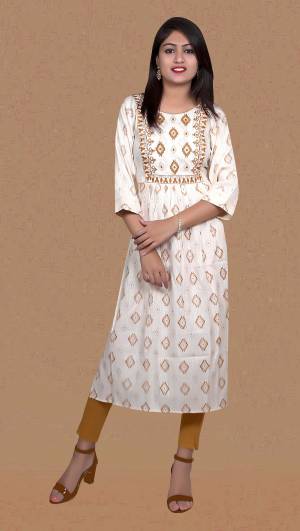 No More Worry For What To Wear At Your Place, Grab This Readymade Kurti Beautified With Designer Embroidery.