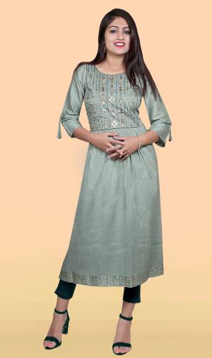 No More Worry For What To Wear At Your Place, Grab This Readymade Kurti Beautified With Designer Embroidery.