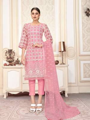 Add This Very Beautiful Designer Straight Suit In All Over Lovely Color. Its?Pretty Top Is Fabricated On Butterfly Net Paired With Santoon Bottom And  Net Fabricated Dupatta Beautified With Heavy Designer Embroidery Work. Buy This Suit Now