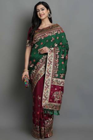 For A Beautiful Look, Grab This Saree In Beautifull Colored Paired With Pretty Colored Blouse. This Saree Is Fabricated On Soft Silk Pair With Satin Silk Blouse Beautified WithHeavy Embroidery,Diamond Work