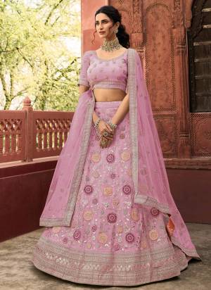 Look Attractive In This Designer Heavy Lehenga Choli In Pretty Color Paired With Lovely Blouse And Dupatta.Its Beautified With Heavy Jari,Thread,Dori Embroidery,Zarkan Work.Buy Now