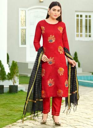 Here Is A Very Beautiful Readymade Suit In Pretty Color It is Fabricated?On Silk Pair With Silk Bottom And Chanderi Silk Dupatta Beautified With Wevon Designer Sequance Embroidery Work