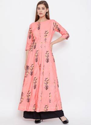 For A Bold And Beautiful Look, Grab This Beautiful Readymade Gown In Pink Color?Fabricated On Muslin. It Has Very Beautiful Digital Printed Pattern With Come All Regular Size